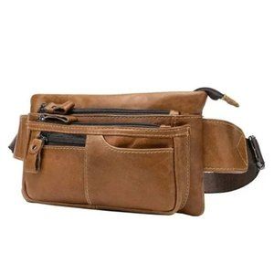 New Leather Fanny Pack, Waist Bag for Travel Outdoor Light Brown Belt Bag